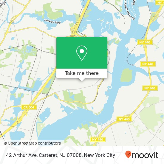 Mapa de 42 Arthur Ave, Carteret, NJ 07008