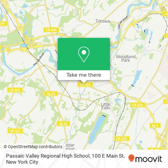 Mapa de Passaic Valley Regional High School, 100 E Main St