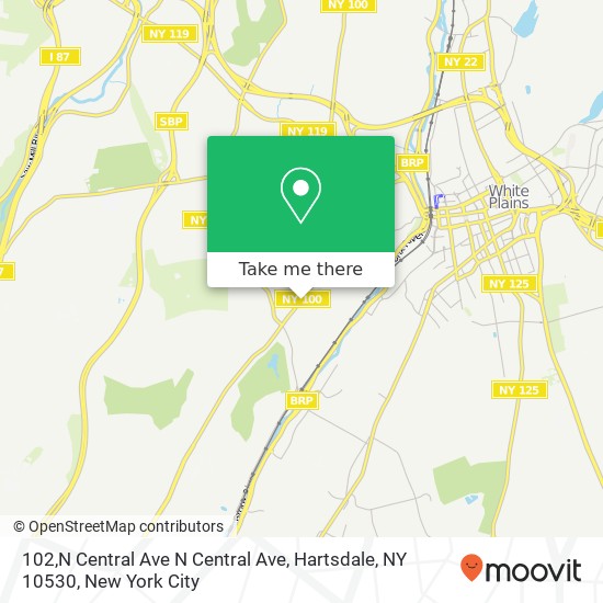 Mapa de 102,N Central Ave N Central Ave, Hartsdale, NY 10530