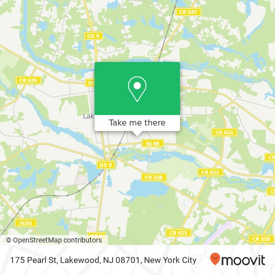 Mapa de 175 Pearl St, Lakewood, NJ 08701