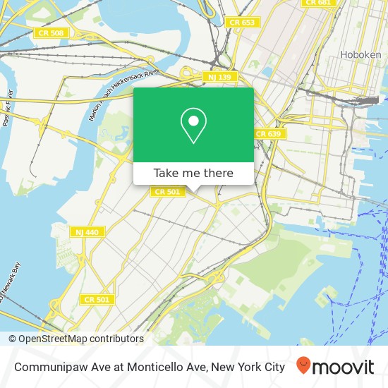 Communipaw Ave at Monticello Ave map