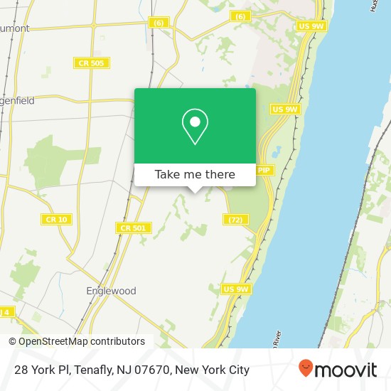 Mapa de 28 York Pl, Tenafly, NJ 07670