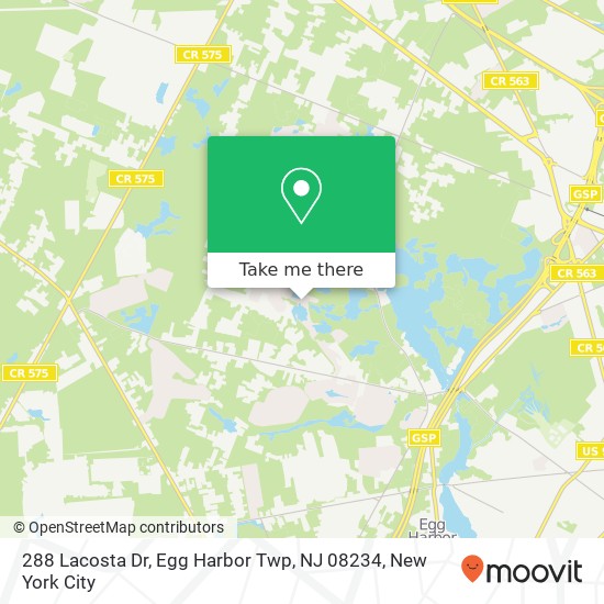 Mapa de 288 Lacosta Dr, Egg Harbor Twp, NJ 08234