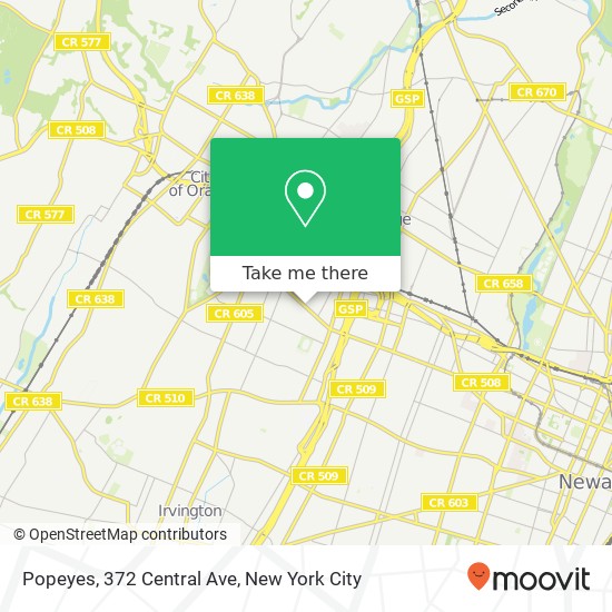 Mapa de Popeyes, 372 Central Ave