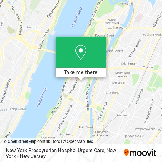 New York Presbyterian Hospital Urgent Care map