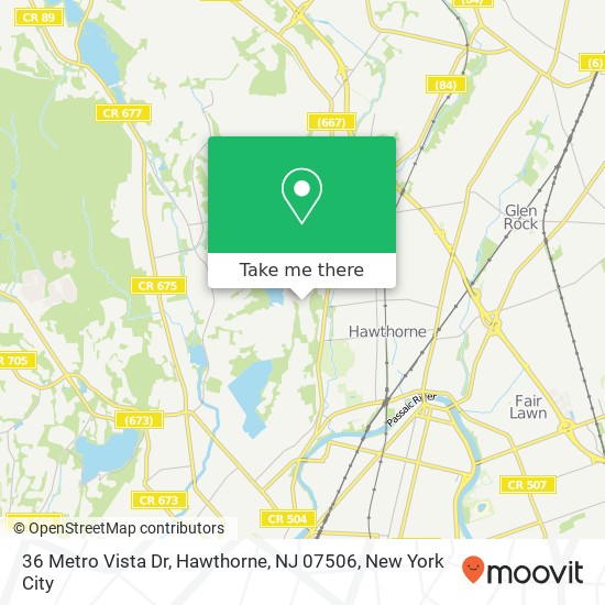 Mapa de 36 Metro Vista Dr, Hawthorne, NJ 07506