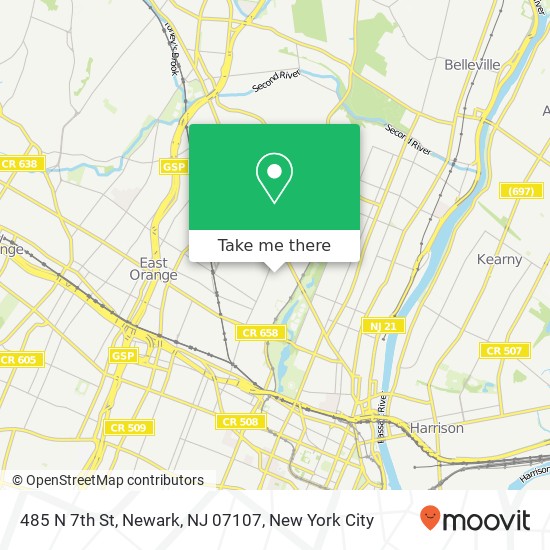Mapa de 485 N 7th St, Newark, NJ 07107