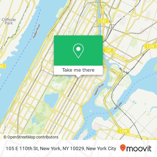 Mapa de 105 E 110th St, New York, NY 10029