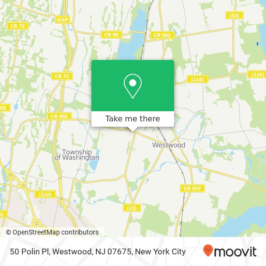 Mapa de 50 Polin Pl, Westwood, NJ 07675