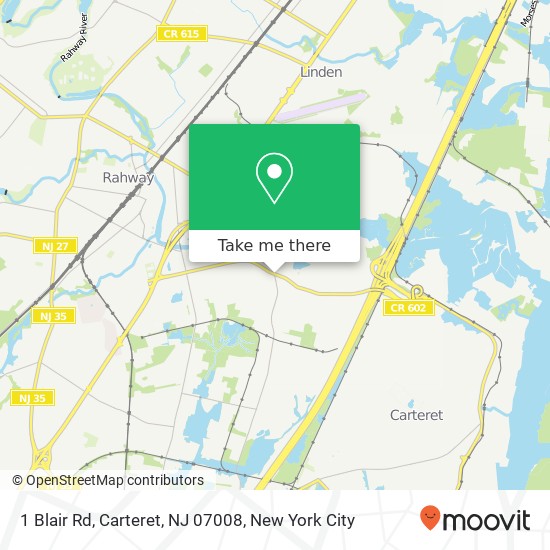 Mapa de 1 Blair Rd, Carteret, NJ 07008