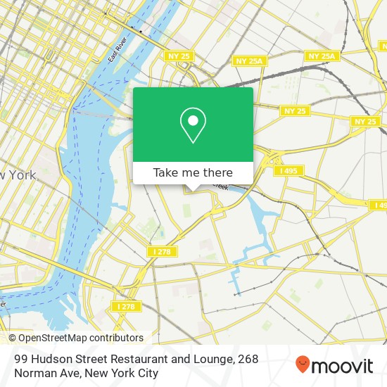 99 Hudson Street Restaurant and Lounge, 268 Norman Ave map