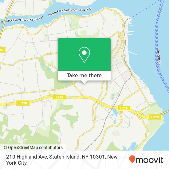 Mapa de 210 Highland Ave, Staten Island, NY 10301