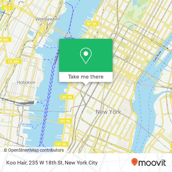 Koo Hair, 235 W 18th St map