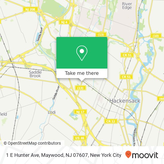 Mapa de 1 E Hunter Ave, Maywood, NJ 07607