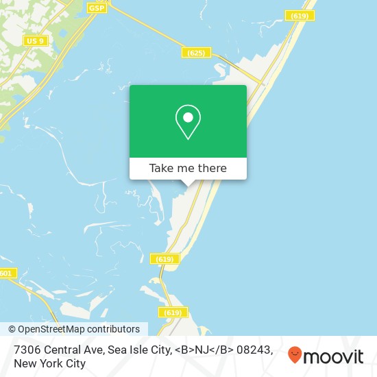 Mapa de 7306 Central Ave, Sea Isle City, <B>NJ< / B> 08243
