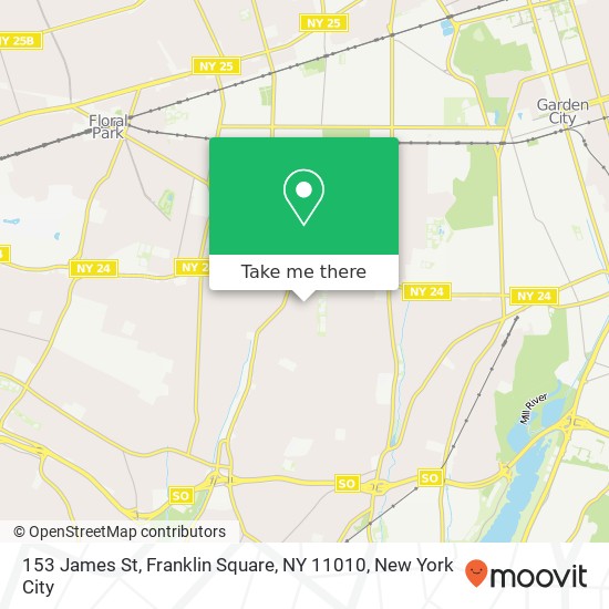 Mapa de 153 James St, Franklin Square, NY 11010