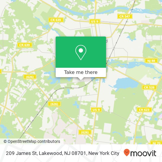 Mapa de 209 James St, Lakewood, NJ 08701