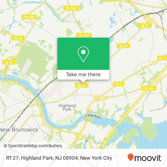 Mapa de RT-27, Highland Park, NJ 08904