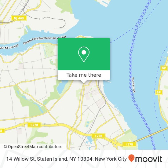 Mapa de 14 Willow St, Staten Island, NY 10304