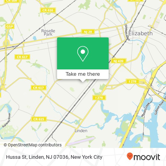 Mapa de Hussa St, Linden, NJ 07036