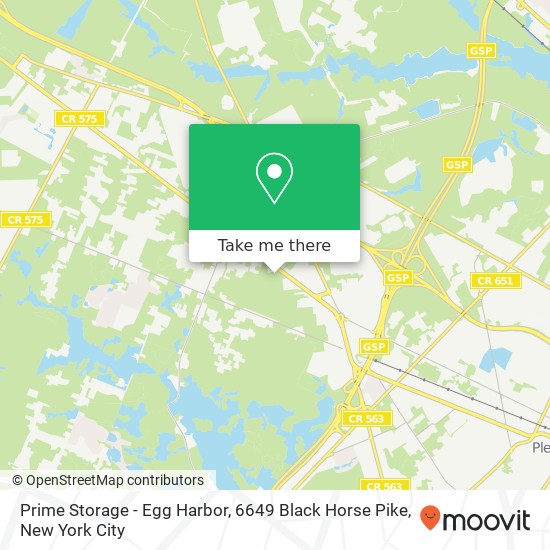 Mapa de Prime Storage - Egg Harbor, 6649 Black Horse Pike