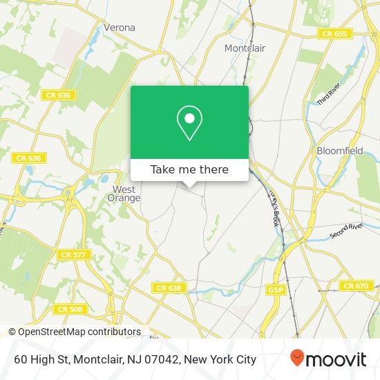 Mapa de 60 High St, Montclair, NJ 07042