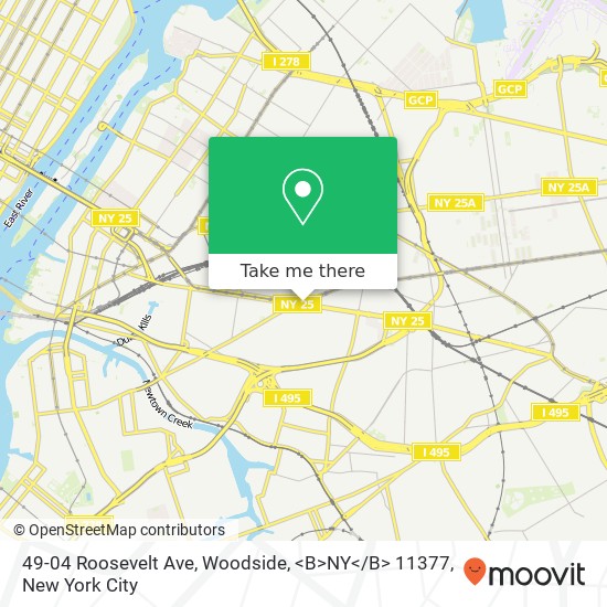 49-04 Roosevelt Ave, Woodside, <B>NY< / B> 11377 map