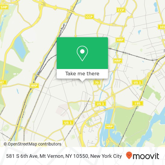 Mapa de 581 S 6th Ave, Mt Vernon, NY 10550
