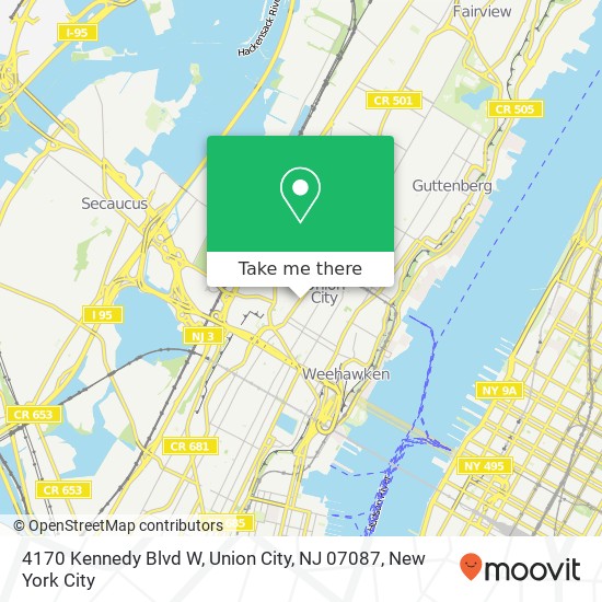 Mapa de 4170 Kennedy Blvd W, Union City, NJ 07087