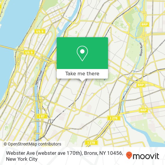 Mapa de Webster Ave (webster ave 170th), Bronx, NY 10456