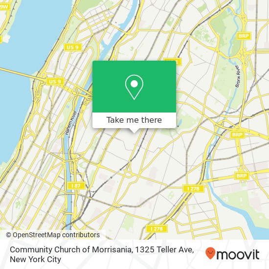 Community Church of Morrisania, 1325 Teller Ave map