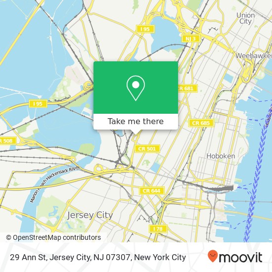 Mapa de 29 Ann St, Jersey City, NJ 07307