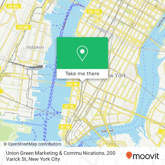 Mapa de Union Green Marketing & Commu Nications, 200 Varick St