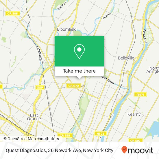 Quest Diagnostics, 36 Newark Ave map
