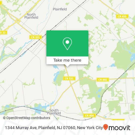 Mapa de 1344 Murray Ave, Plainfield, NJ 07060