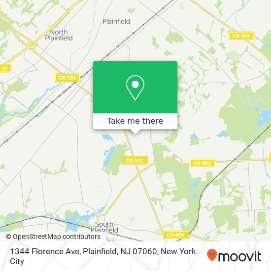 Mapa de 1344 Florence Ave, Plainfield, NJ 07060