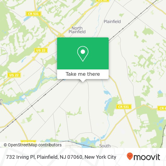 Mapa de 732 Irving Pl, Plainfield, NJ 07060