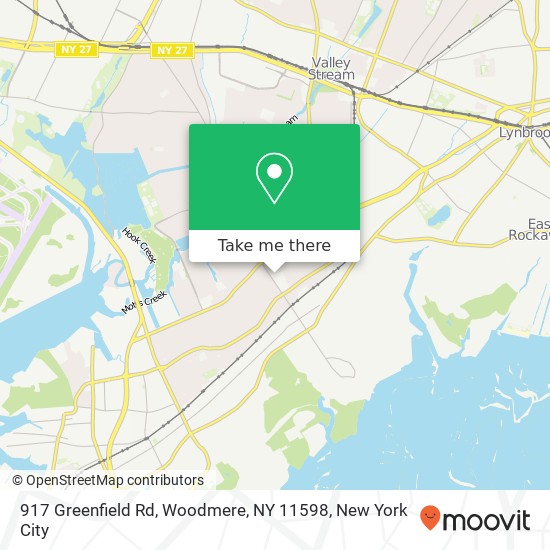 Mapa de 917 Greenfield Rd, Woodmere, NY 11598