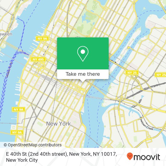 Mapa de E 40th St (2nd 40th street), New York, NY 10017