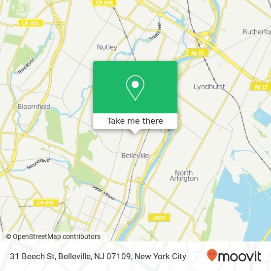 Mapa de 31 Beech St, Belleville, NJ 07109