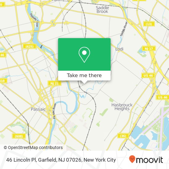 Mapa de 46 Lincoln Pl, Garfield, NJ 07026