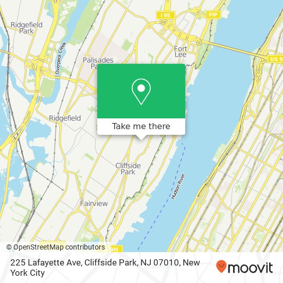 Mapa de 225 Lafayette Ave, Cliffside Park, NJ 07010