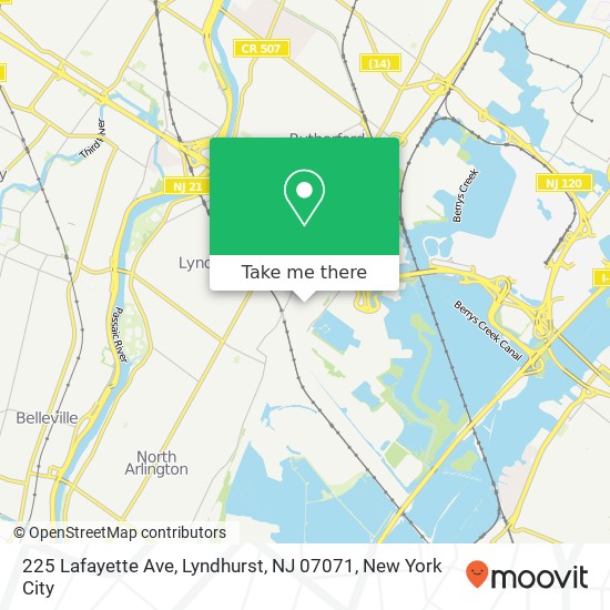 Mapa de 225 Lafayette Ave, Lyndhurst, NJ 07071
