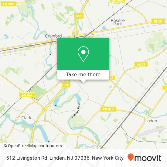 Mapa de 512 Livingston Rd, Linden, NJ 07036