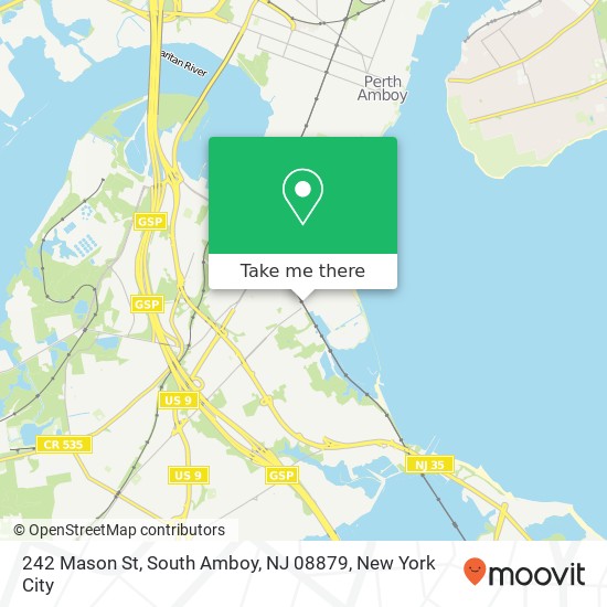 Mapa de 242 Mason St, South Amboy, NJ 08879