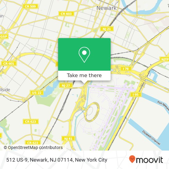 Mapa de 512 US-9, Newark, NJ 07114