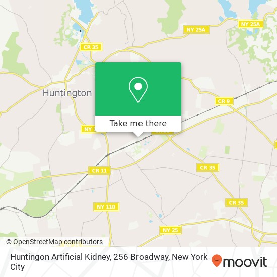 Huntingon Artificial Kidney, 256 Broadway map