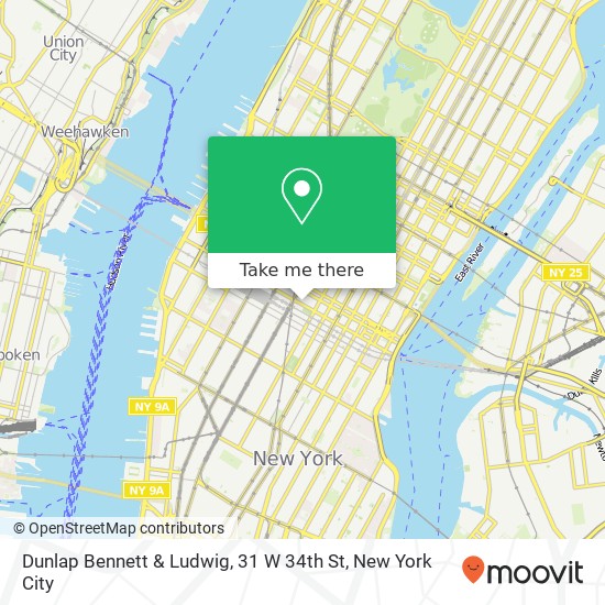 Mapa de Dunlap Bennett & Ludwig, 31 W 34th St