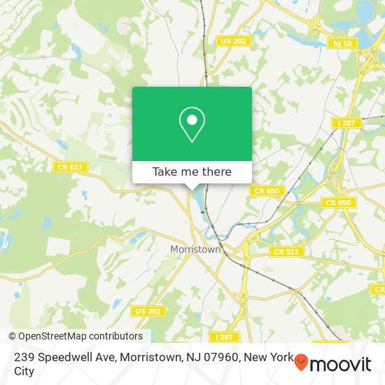 Mapa de 239 Speedwell Ave, Morristown, NJ 07960