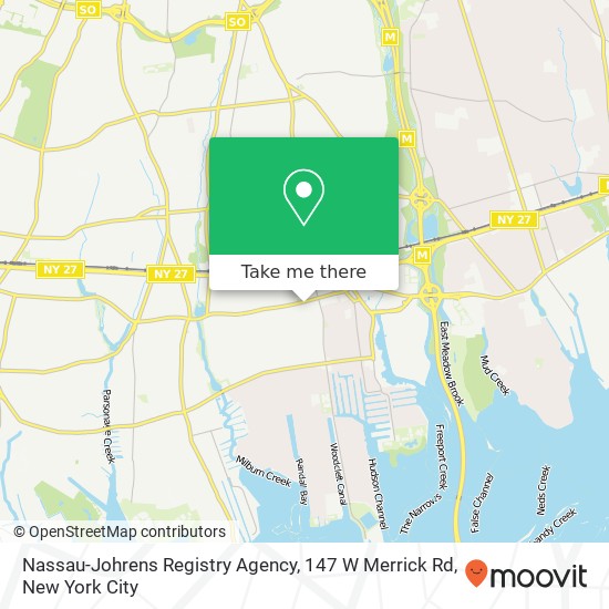 Mapa de Nassau-Johrens Registry Agency, 147 W Merrick Rd